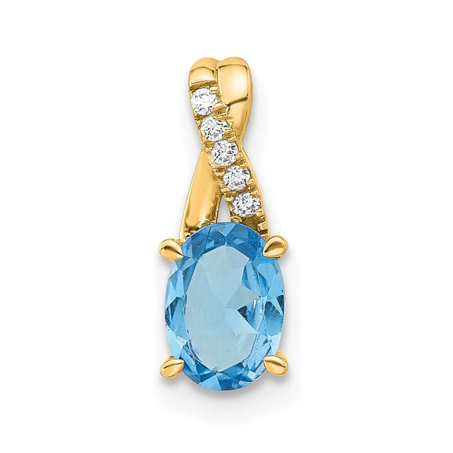 14K gold diamond oval pendant