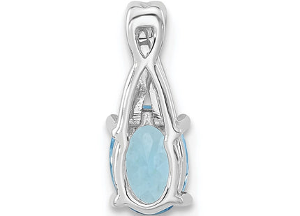 14K white gold diamond oval pendant, further view