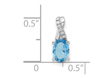 14K white gold diamond oval pendant, another view