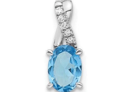 14K white gold diamond oval pendant