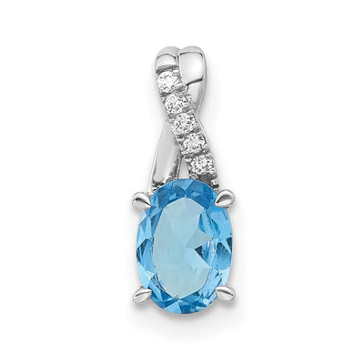14K white gold diamond oval pendant