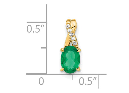 14K gold diamond oval pendant, alternate view