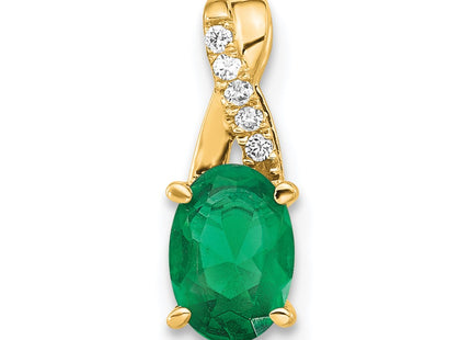 14K gold diamond oval pendant