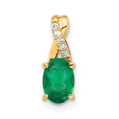 14K gold diamond oval pendant