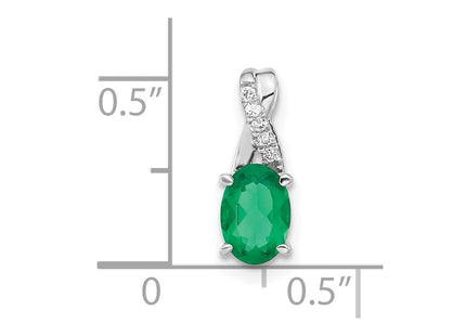 14K white gold diamond oval pendant, alternate view