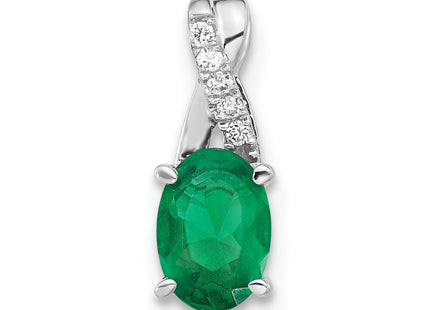 14K white gold diamond oval pendant