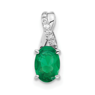 14K white gold diamond oval pendant