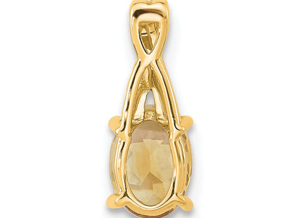14K gold diamond oval pendant, another view