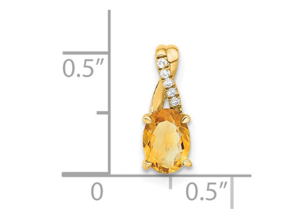 14K gold diamond oval pendant, alternate view