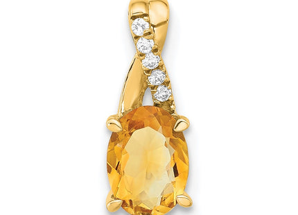 14K gold diamond oval pendant