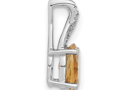 14K white gold diamond oval pendant, alternate view