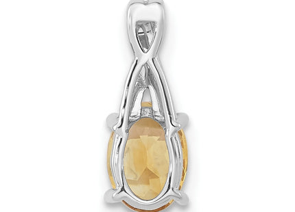 14K white gold diamond oval pendant, further view