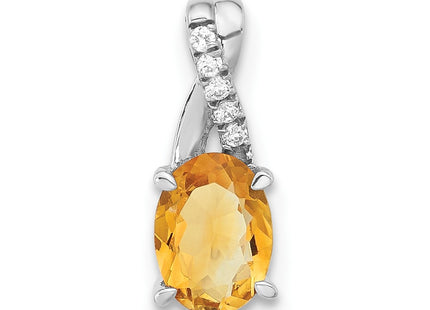14K white gold diamond oval pendant