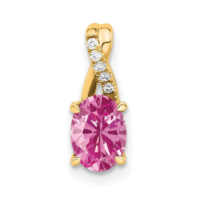 14K gold diamond oval pendant