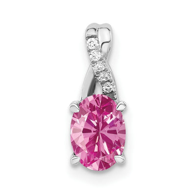 14K white gold diamond oval pendant