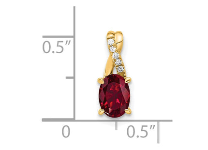 14K gold diamond oval pendant, alternate view
