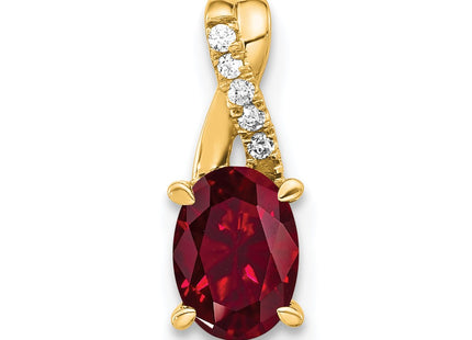 14K gold diamond oval pendant