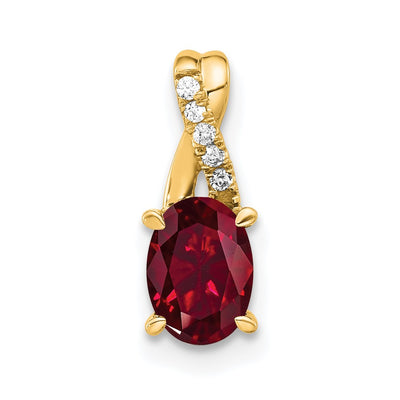 14K gold diamond oval pendant