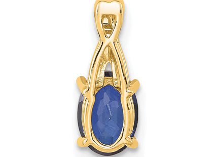 14K Oval Created Sapphire and Diamond Pendant (Style PM4235-CSA-003-4YA)