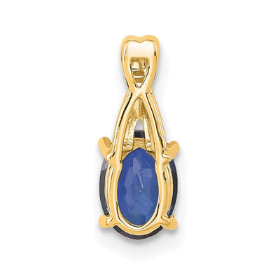 14K Oval Created Sapphire and Diamond Pendant, 14.3 x 6.25mm
