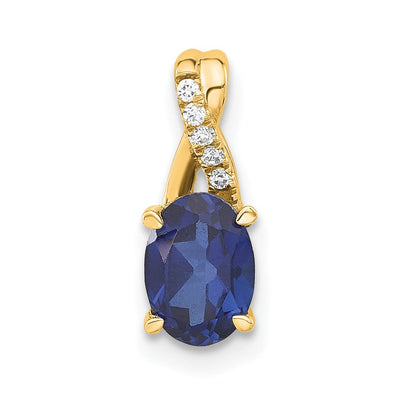14K gold diamond oval pendant