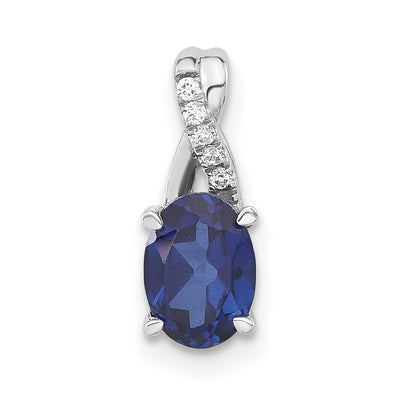 14K white gold diamond oval pendant