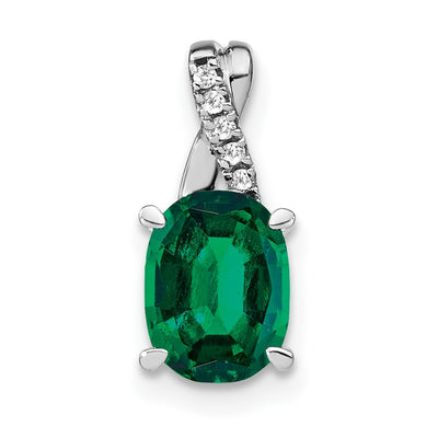 14K white gold diamond oval pendant