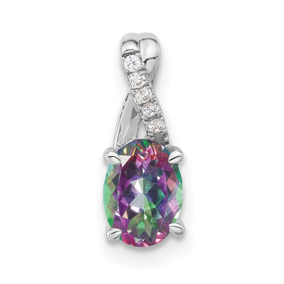 14K white gold diamond oval pendant