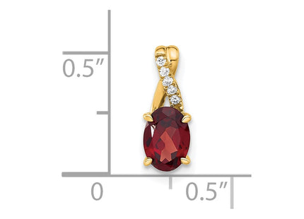 14K gold diamond oval pendant, alternate view