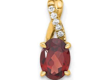 14K gold diamond oval pendant