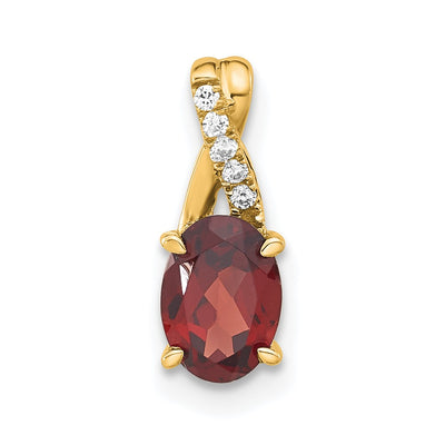 14K gold diamond oval pendant