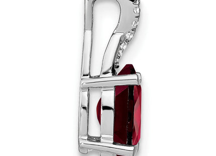 14k White Gold Oval Garnet and Diamond Pendant (Style PM4235-GA-003-WA)