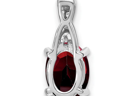 14k White Gold Oval Garnet and Diamond Pendant (Style PM4235-GA-003-WA)