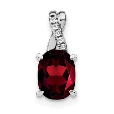 14K white gold diamond oval pendant