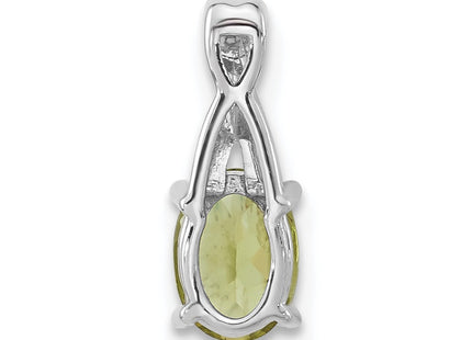 14K white gold diamond oval pendant, further view