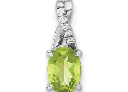 14K white gold diamond oval pendant
