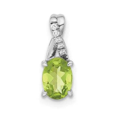 14K white gold diamond oval pendant