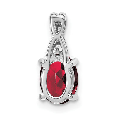 14K White Gold Oval Lab Created Ruby and Diamond Pendant