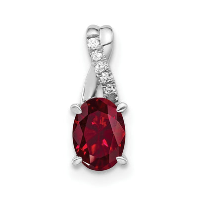 14K white gold diamond oval pendant