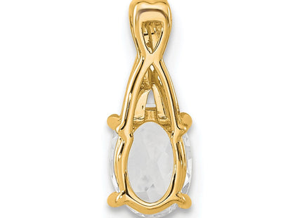 14K Oval White Topaz and Diamond Pendant (Style PM4235-WT-003-4YA)