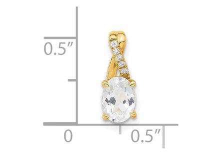 14K Oval White Topaz and Diamond Pendant (Style PM4235-WT-003-4YA)