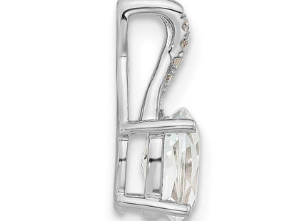 14K White Gold Oval White Topaz and Diamond Pendant (Style PM4235-WT-003-WA)