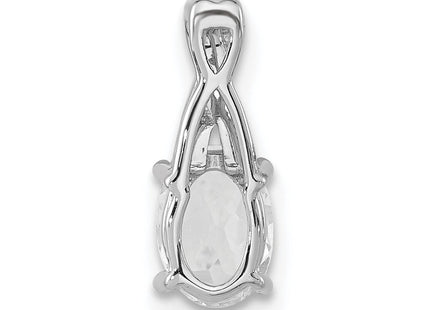 14K White Gold Oval White Topaz and Diamond Pendant (Style PM4235-WT-003-WA)