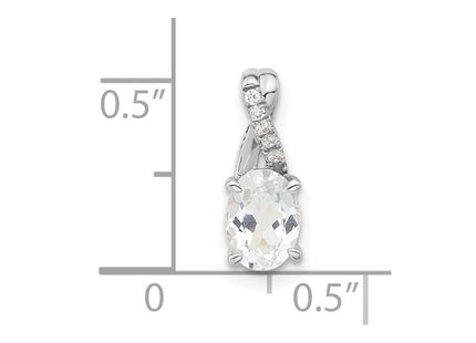 14K White Gold Oval White Topaz and Diamond Pendant (Style PM4235-WT-003-WA)