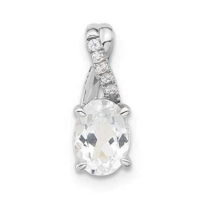 14K white gold diamond oval pendant