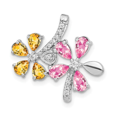 14K white gold diamond flower pendant
