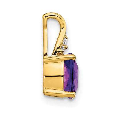 14K Checkerboard Amethyst and Diamond Pendant