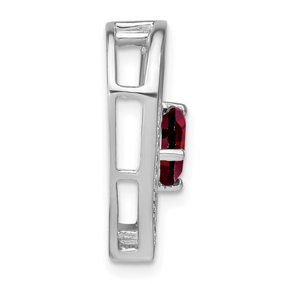 Sterling Silver Rhodium-plated Garnet and Diamond Pendant, 20.1 x 19mm