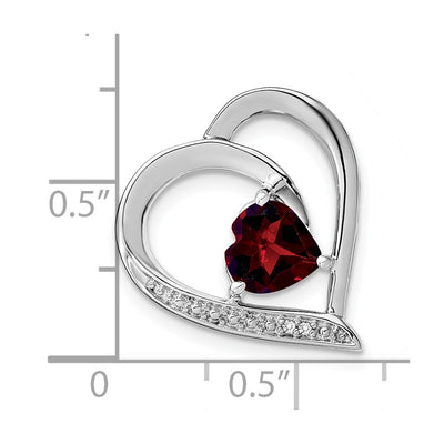 Sterling Silver Rhodium-plated Garnet and Diamond Pendant, 20.1 x 19mm