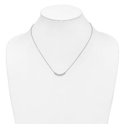 14K White Gold Polished 1/6 carat Diamond Curved Bar Necklace